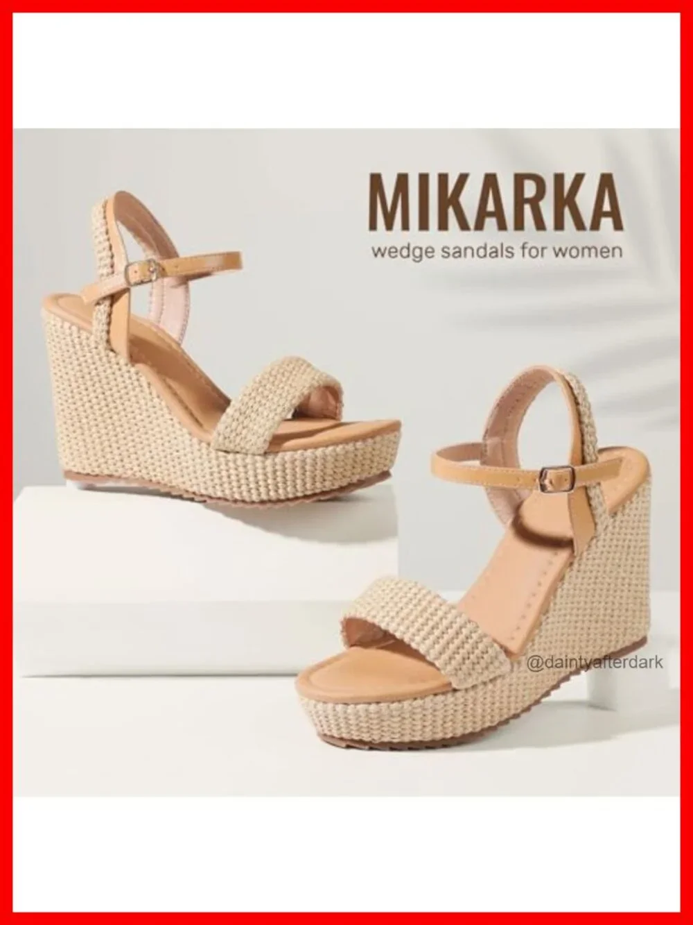 Espadrille Wedge Sandals for Women - Open Toe Platform with Jute Heel